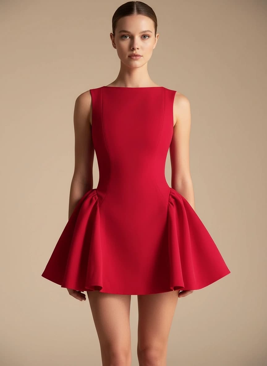 Playful Vibrant Red Skater Dress